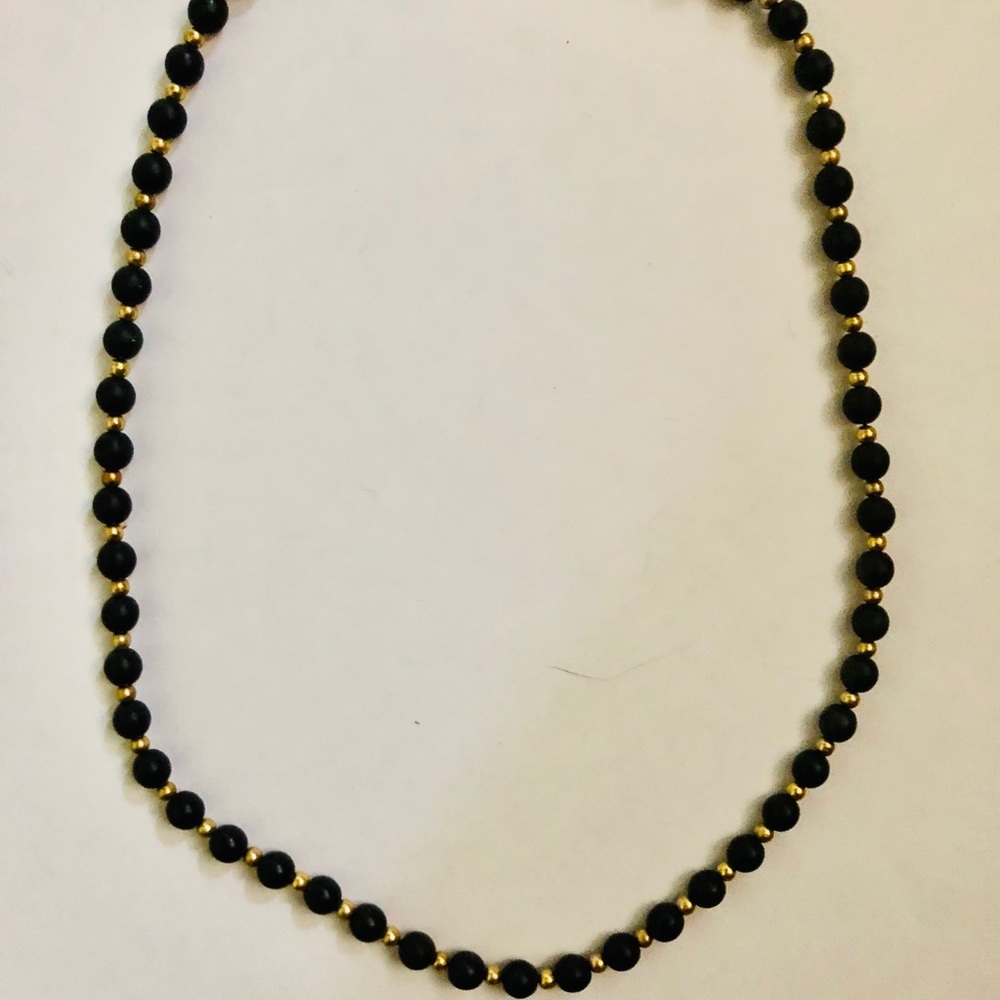 Beaded Black Single Strand Necklace - 19 1/2"